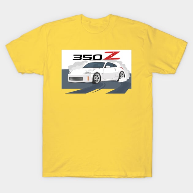 car 350z drift white T-Shirt by creative.z